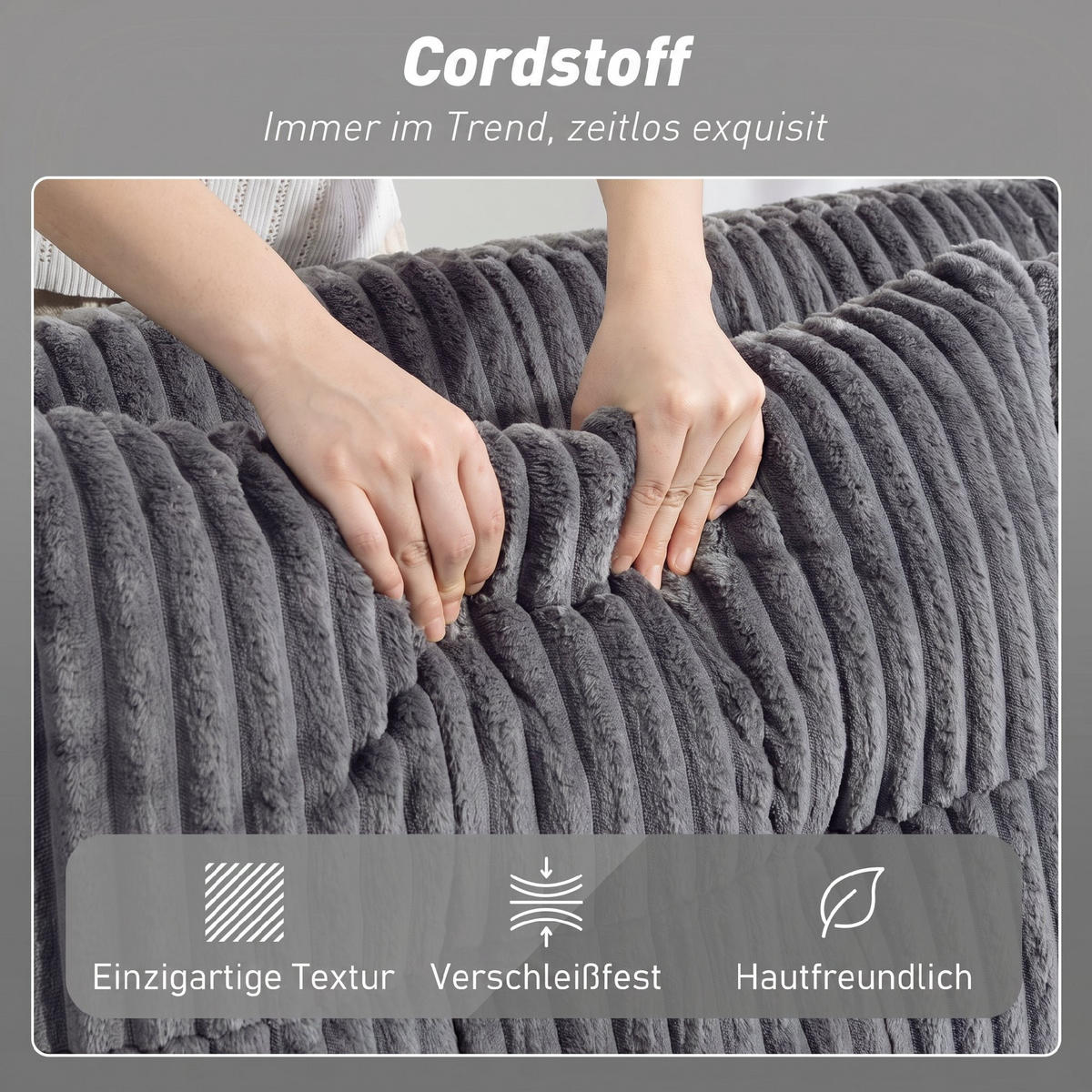 SCHLAFSOFA Polyester, Stahl Dunkelgrau - Dunkelgrau/Hellgrau, Holz/Kunststoff (90/91/157cm) - HOMCOM