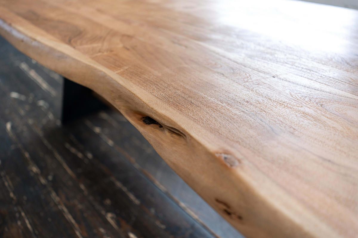 ESSTISCH MIT BAUMKANTE PALO Braun Akazie - Schwarz/Braun, Holz/Metall (200/100/78cm) - KAWOLA