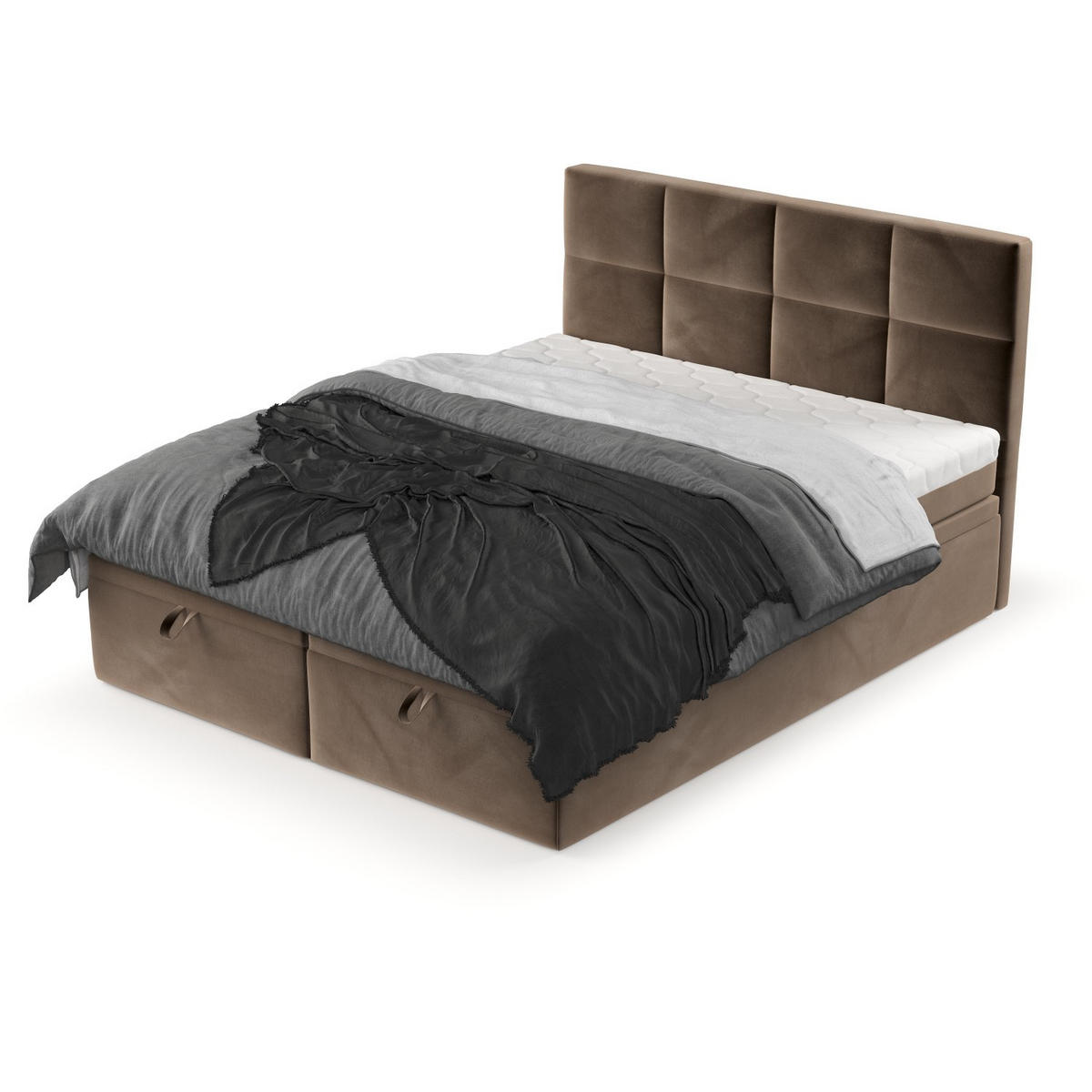BOXBETT Tessa 200/200 cm Braun im Paros Stoff - Schwarz/Braun, Holz/Holzwerkstoff (200/200cm) - AltaBeds