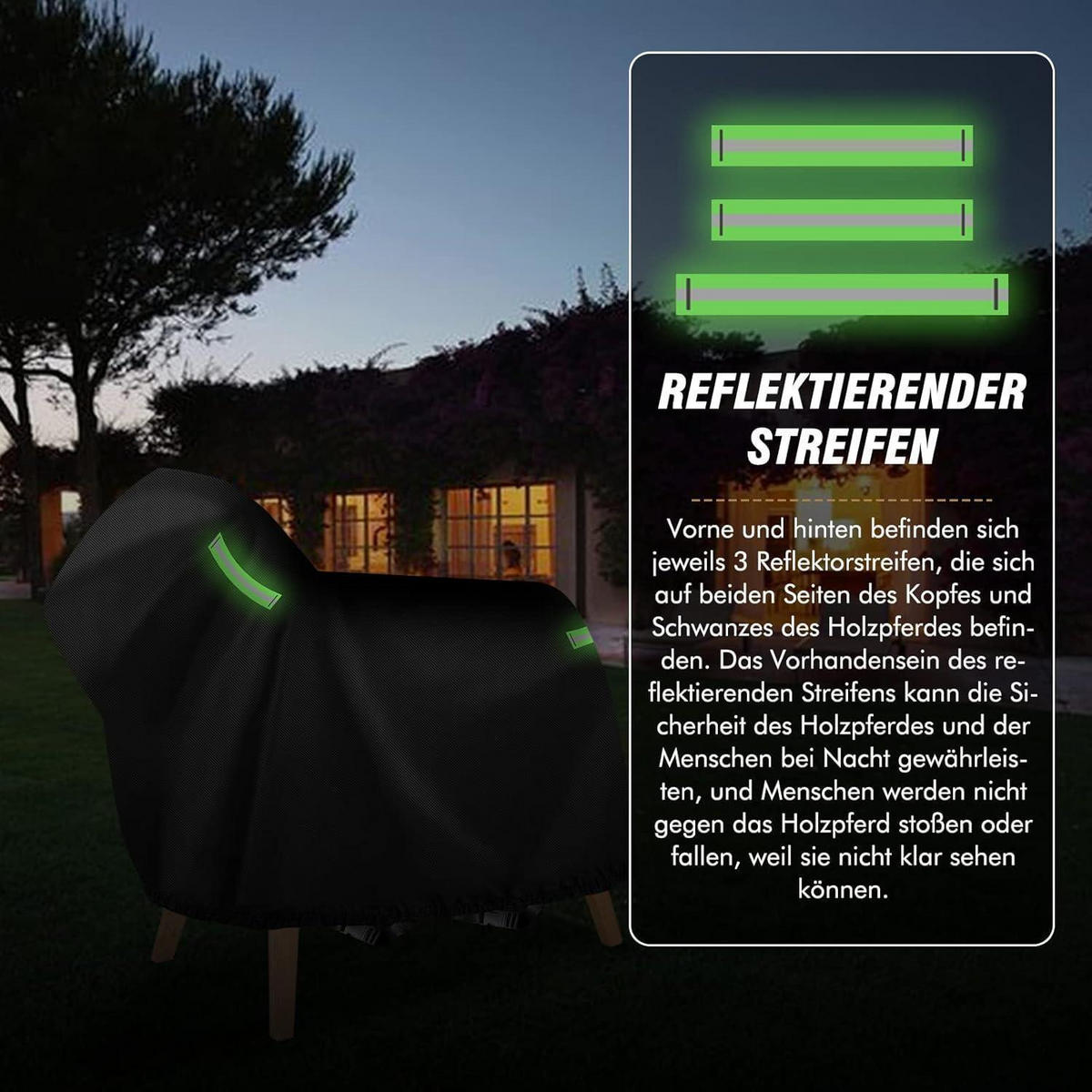 ABDECKPLANE für Holzpferd 140 x 100 x 130 cm Schwarz Wasserdicht UV-beständig - Schwarz, Kunststoff (140/100/130cm)