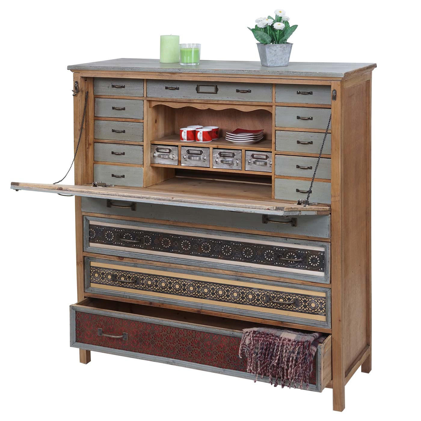SEKRETÄR Braun, Grau - Braun/Grau, Holz (36/99/113cm) - MCW