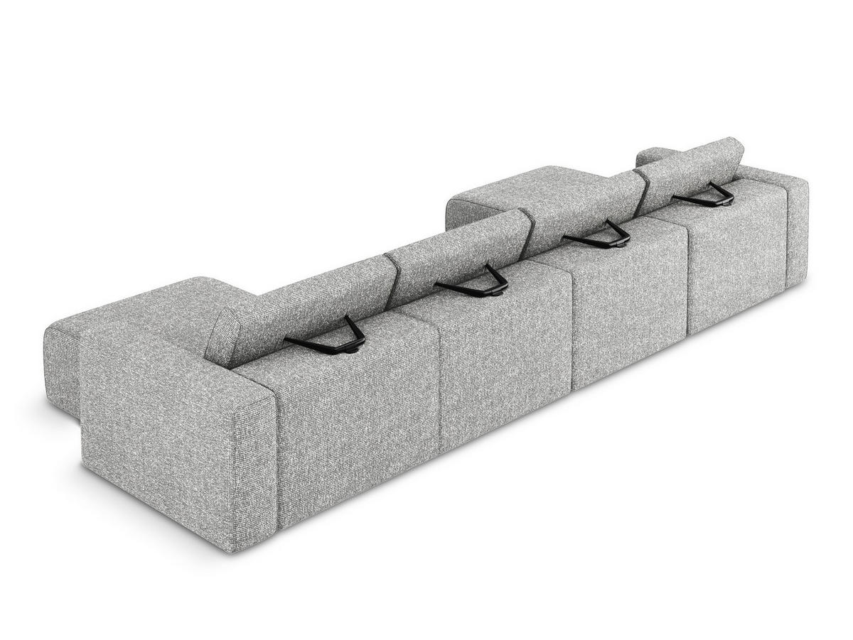 WOHNLANDSCHAFT Strukturstoff Stoff Grau - Beige/Silberfarben, Kunststoff/Textil (404/80/167cm) - Makamii