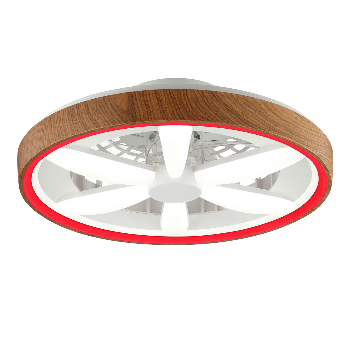 LED DECKENLEUCHTE Gaiano Weiß/Holz 48/48/16 cm - Multicolor, Metall (48/48/16cm) - Brilliant
