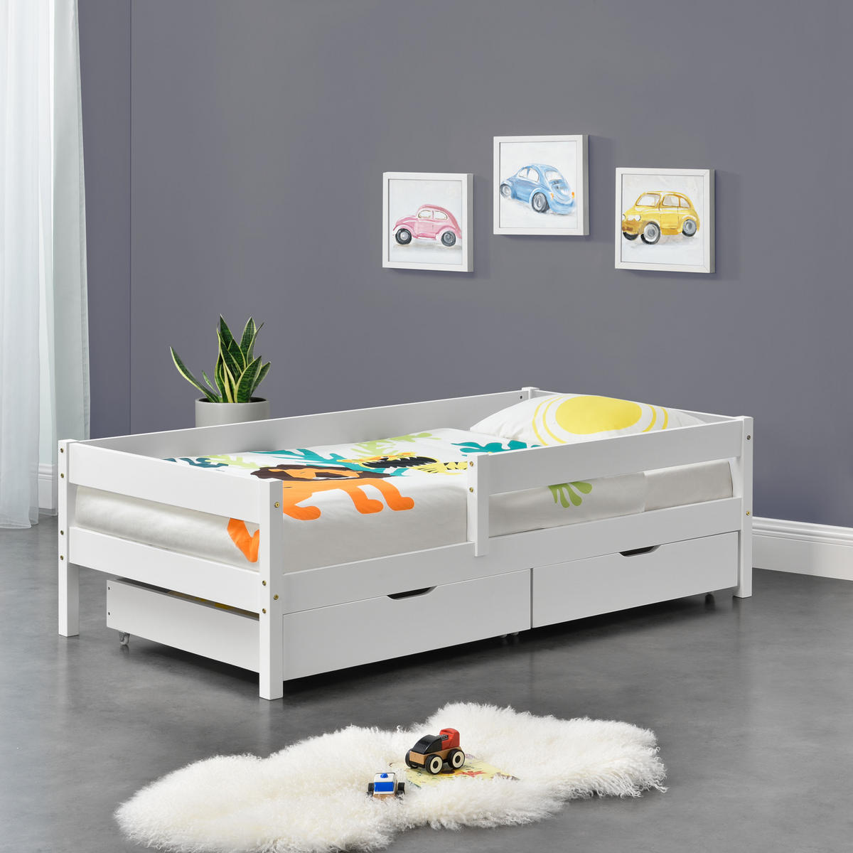 KINDERBETT Borgarnes - Weiß, Holz (90/200cm) - [en.casa]