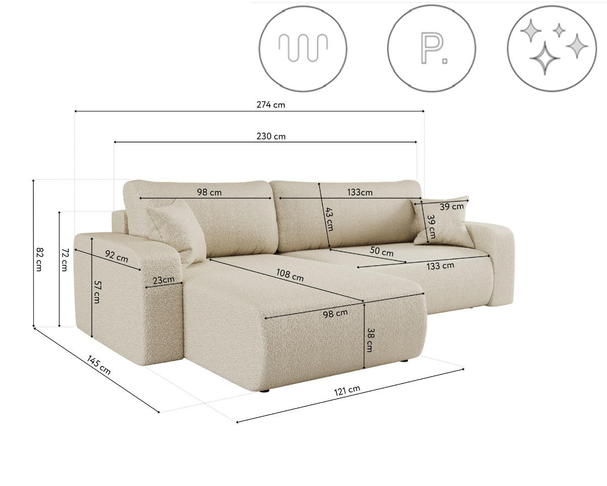 SCHLAFSOFA MILANO XL Und Bettkasten Stoff Quelle Beige Links - Beige, Holz (145/82/274cm) - Kaiser Möbel