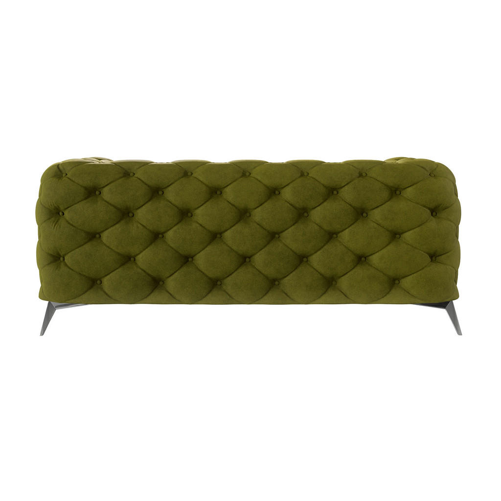Thumbnail - S-Style Möbel Chesterfield-Sofa, Olivgrün, Textil, Echtholz,Buche, Birke, 2-Sitzer, Füllung: Polyetherschaumkern, 185x75...