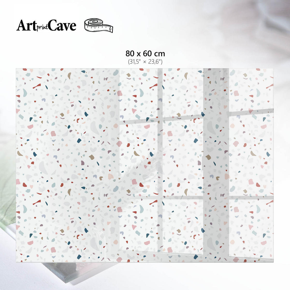 GLASPLATTE 80x60 cm – Farbenfroher Terrazzo - Grau, Glas (0.4/80/60cm) - ArtPrintCave