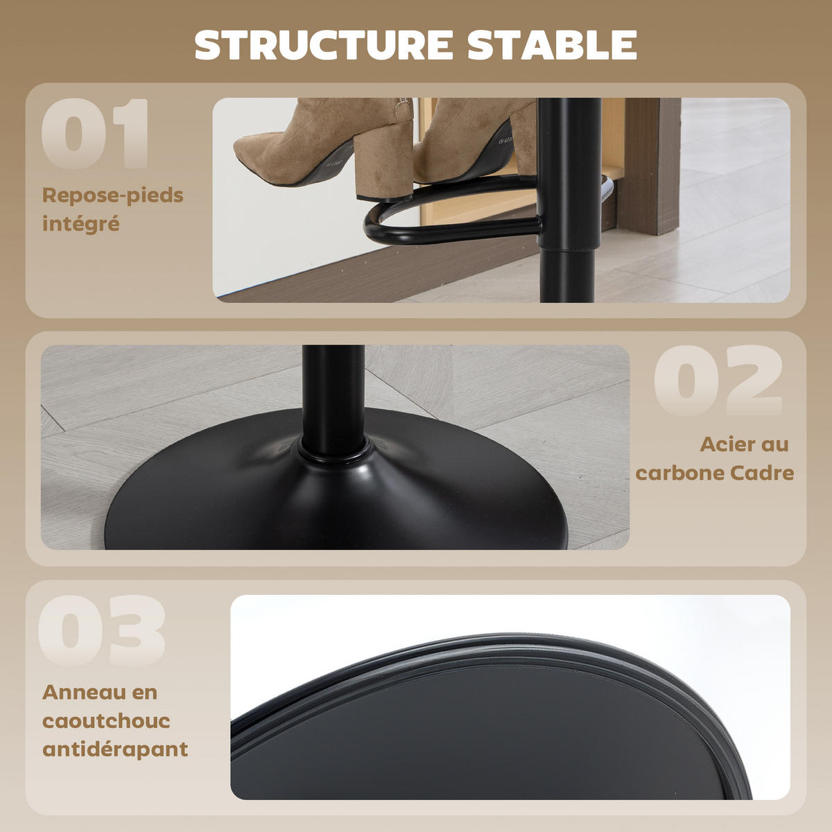 BARHOCKER 2er-Set DE-14822 höhenverstellbar mit Rückenlehne Schwarz - Schwarz, Metall (37/104/44cm) - ComfortXL