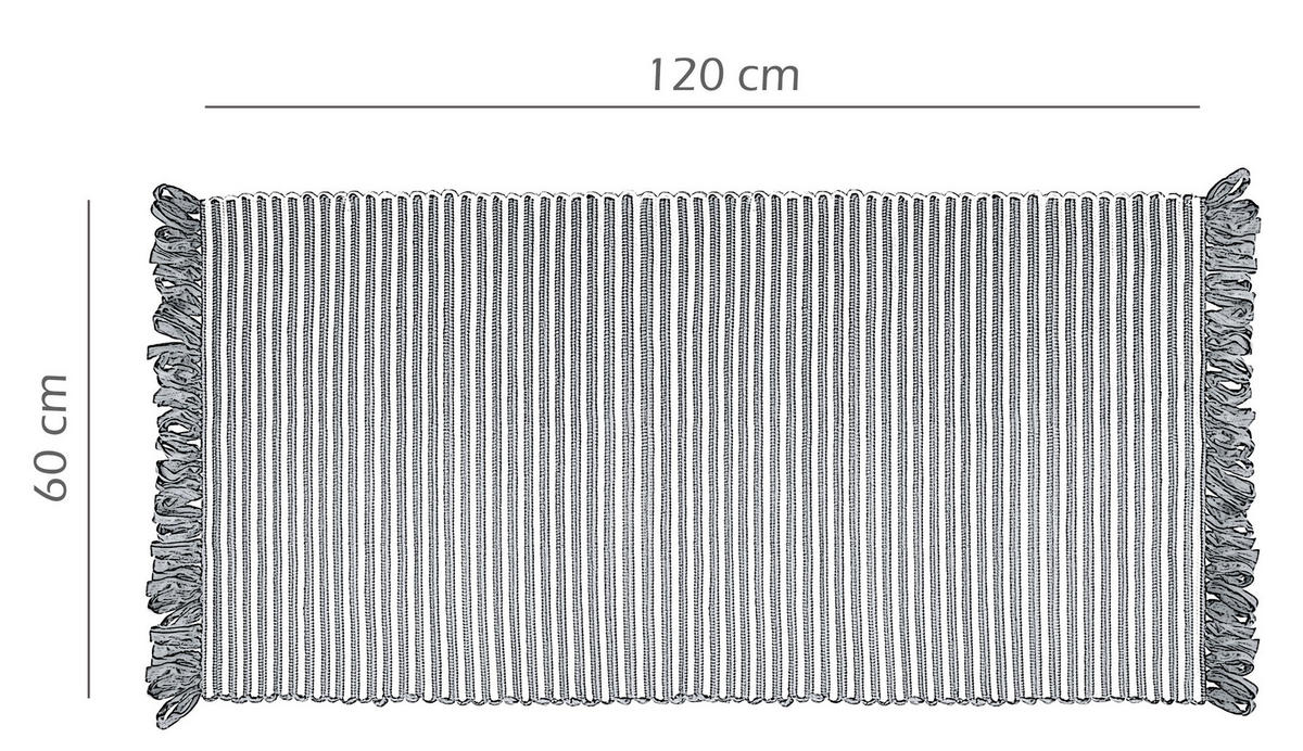 HANDGEWEBTER Läufer 60x120 cm Jeansblau - Dunkelblau, Naturmaterialien/Textil (60/120cm) - Lashuma