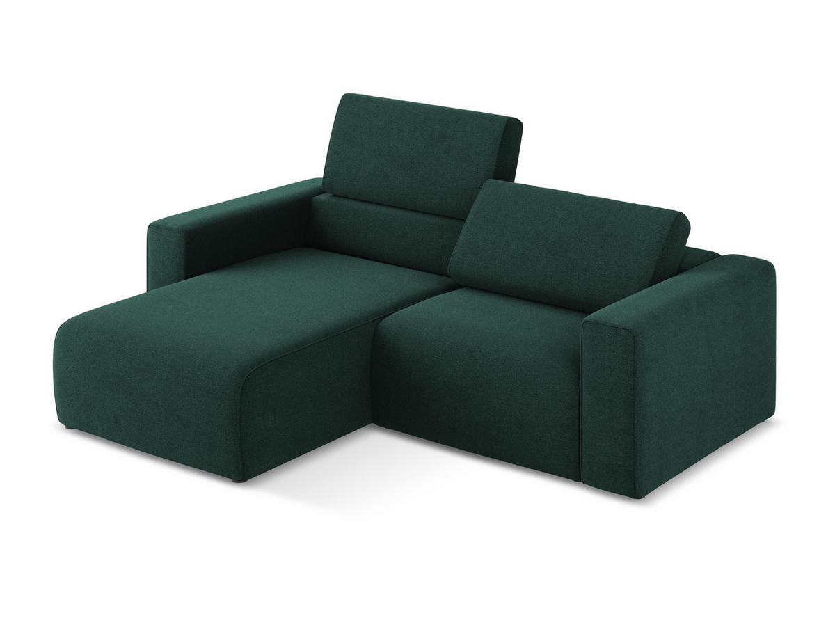 ECKSOFA Links Strukturstoff Stoff Grün - Dunkelgrün/Schwarz, Kunststoff/Textil (167/224cm) - Makamii