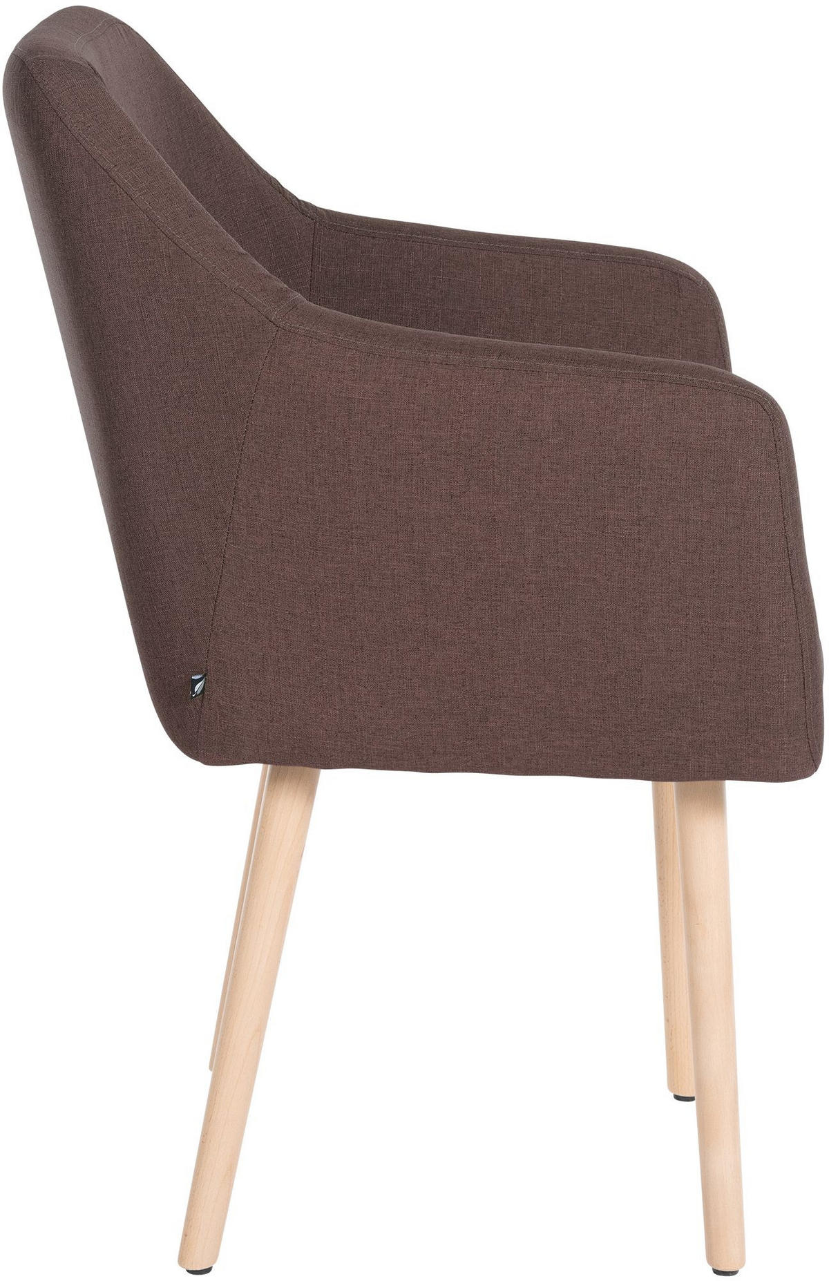 ARMLEHNENSTUHL Stoff braun - Eukalyptusholzfarben/Braun, Holz/Textil (61/88/57.5cm) - CLP