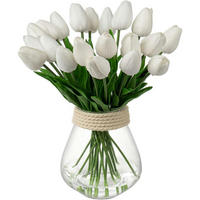 KÜNSTLICHE Tulpen 20 Stück Set Weiß 34 cm - Weiß, Kunststoff (34cm)