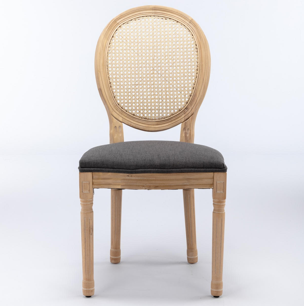 ESSZIMMERSTUHL 2er-Set Französischer Stil Rattan Stoff Gray - Grau, Holz (49/95/59.5cm) - Meubliv