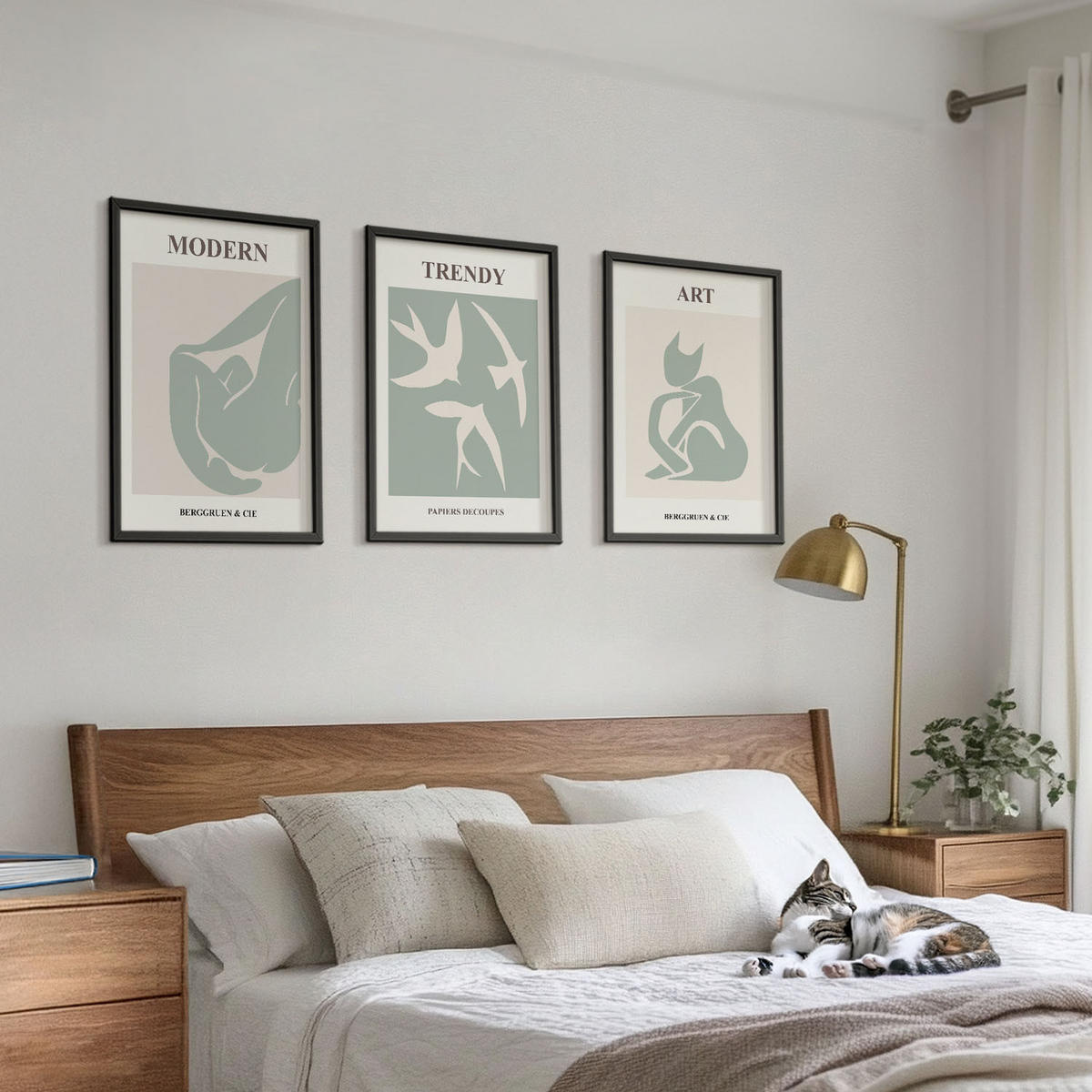 BILDER SET 3er Set - 40x60 cm Schwarzer Rahmen - Matisse abstrakte Figuren - Schwarz, Kunststoff (40/60cm) - TULUP