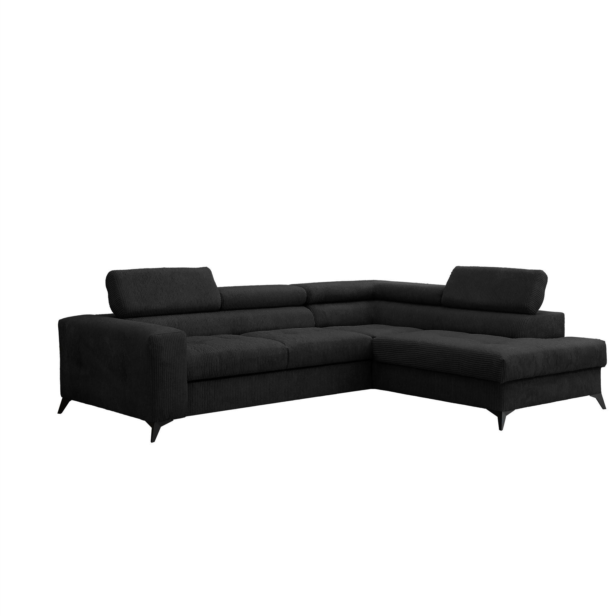 ECKSOFA Schlafsofa Amadeo In Anafi - Schwarz, Holzwerkstoff/Textil (271/202cm) - Fun Möbel