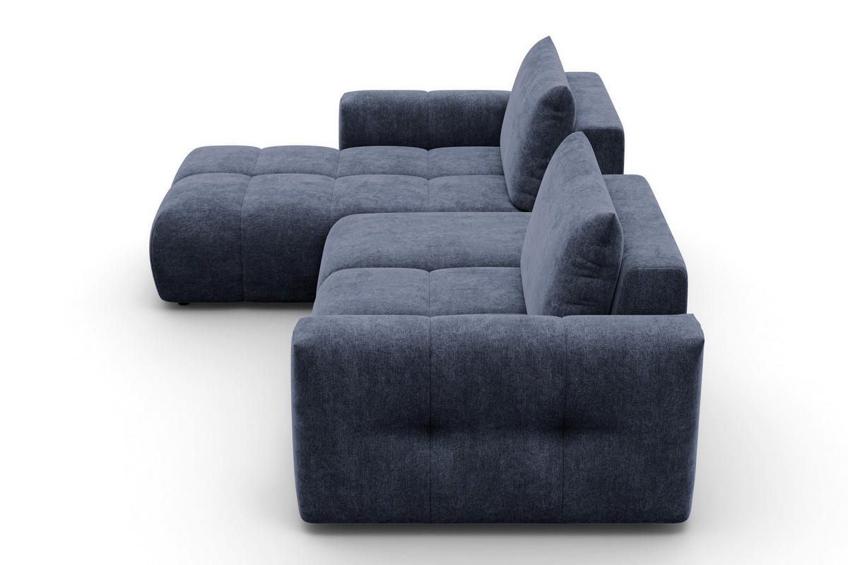 ECKSOFA VERONA 4-Sitzer LINKS, Marineblau - Blau/Schwarz, Holz/Textil (282/173cm) - Courtois Laville