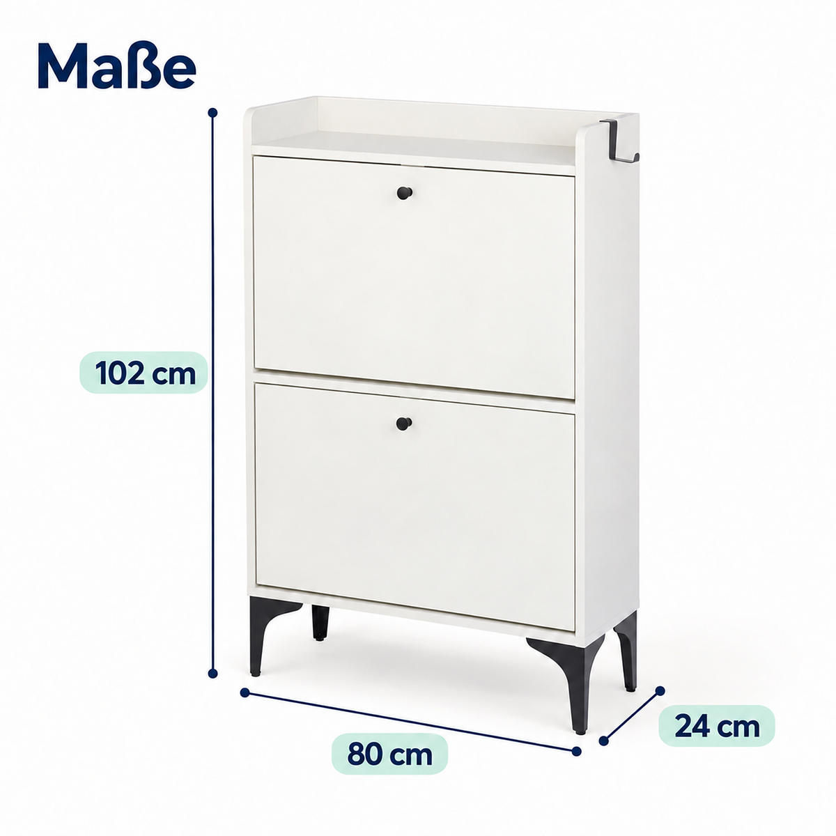 BOTNÍK Bílý 2-přihrádky 80 cm - bílá, kov/kompozitní dřevo (80/102/24cm) - Relaxdays