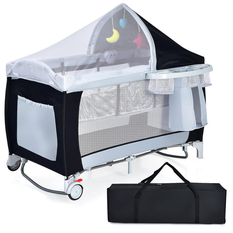 REISEBETT faltbar schwarz - Schwarz, Textil - COSTWAY