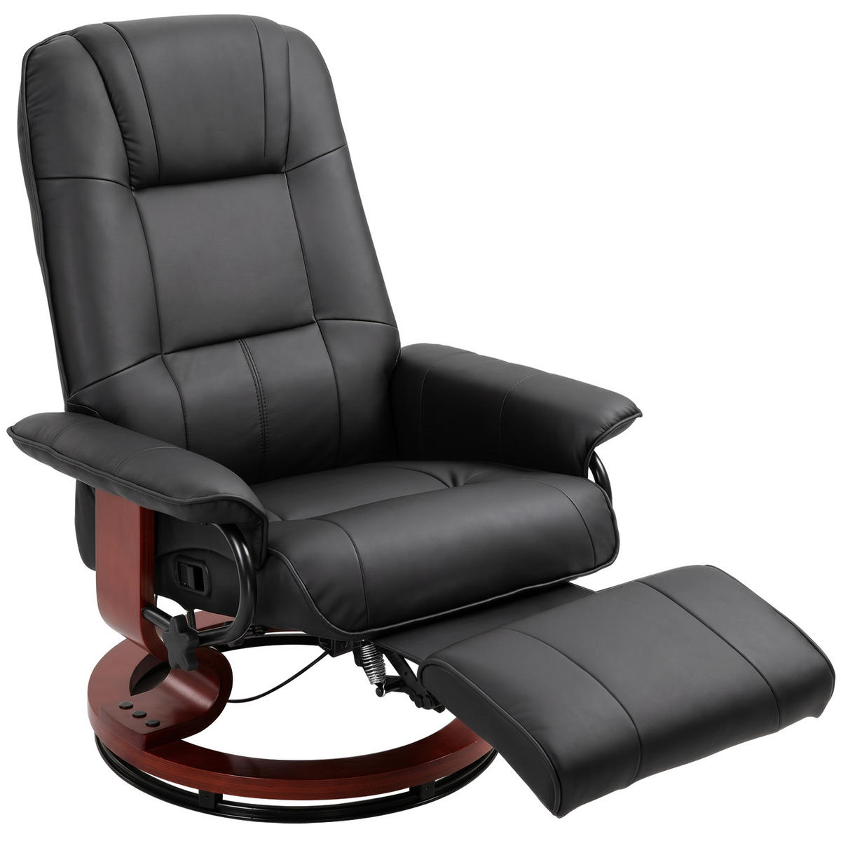 RELAXSESSEL,MANUELL verstellbare Lehne Kunstleder Fußstütze,schwarz - Schwarz, Leder (78/100/87cm) - Vallsero