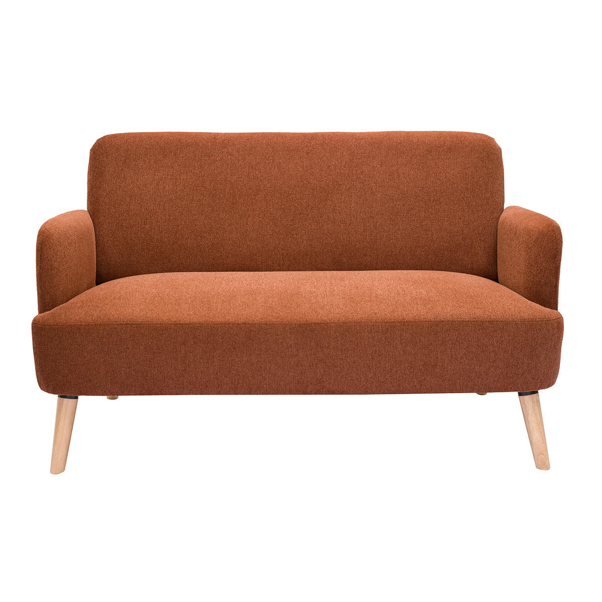 SOFA 2-Sitzer Rostbrauner Stoff Samteffekt Helles Holz ISKO - Terracotta, Textil (131/81/76.5cm) - Miliboo
