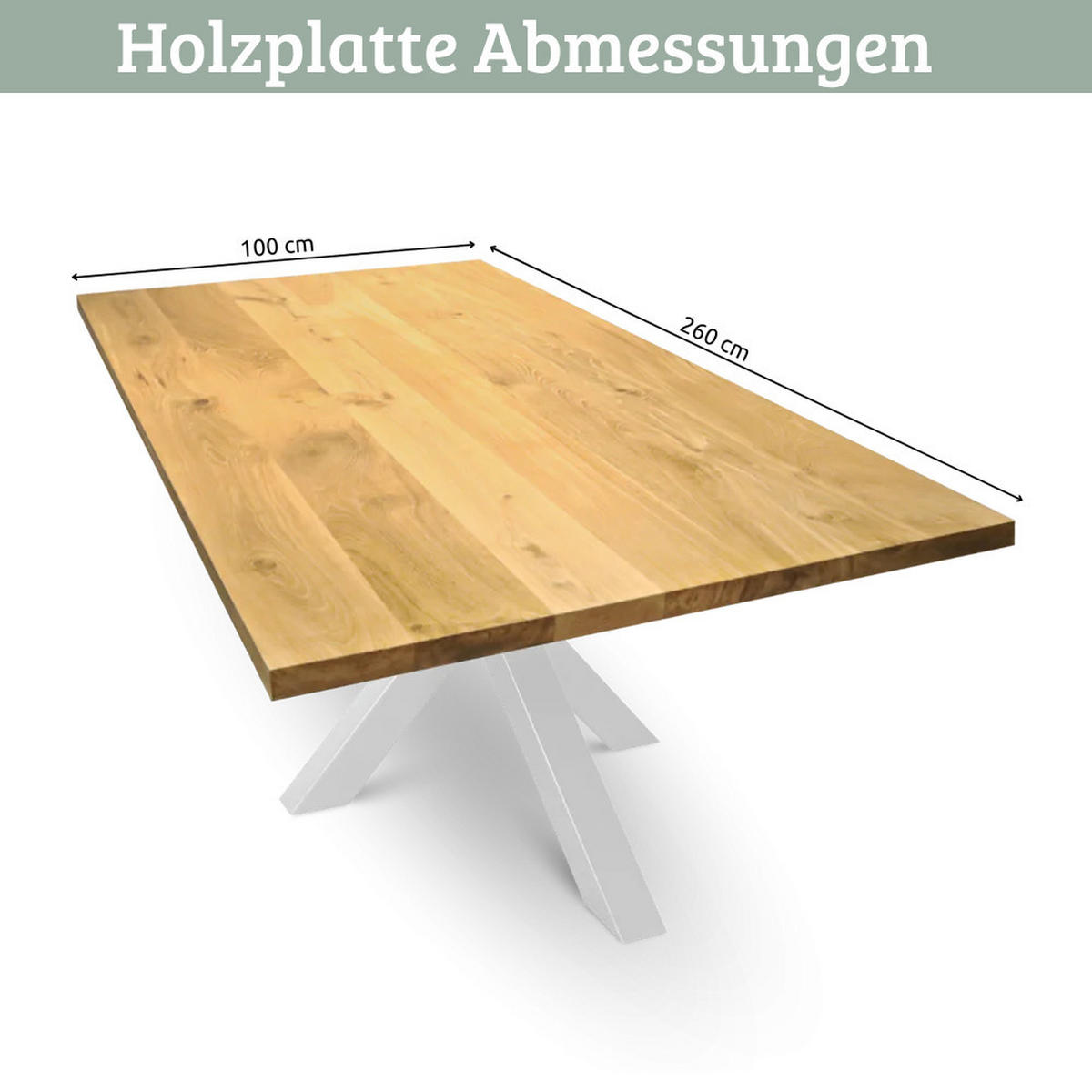 MASSIVHOLZPLATTE Eiche ERIK 260x100 cm Tischplatte rechteckig - Braun, Holz (260/100/4cm) - DELUKE