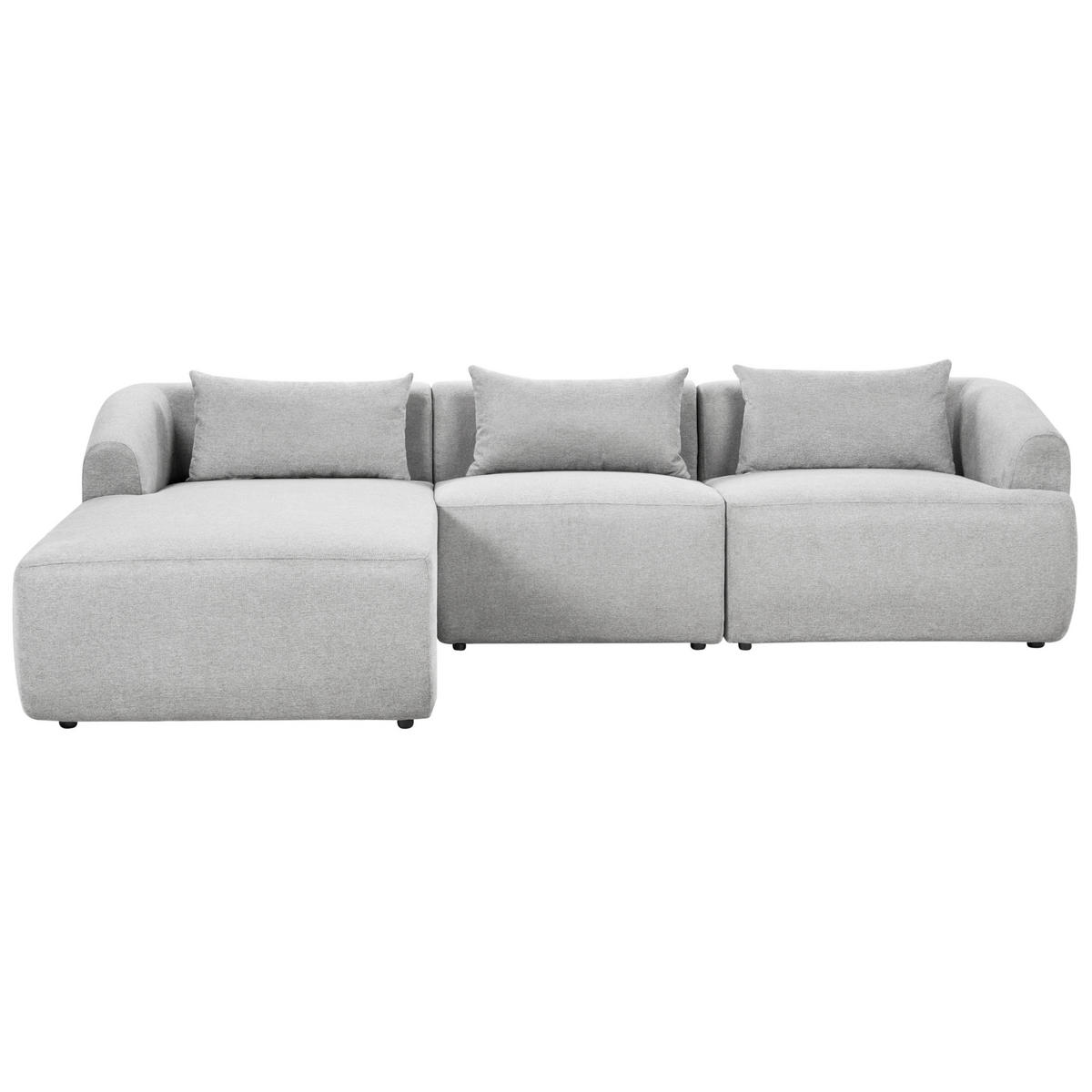 3-SITZER-ECKSOFA Stoff hellgrau linksseitig Svansele - Grau, Textil (278/174cm) - Beliani