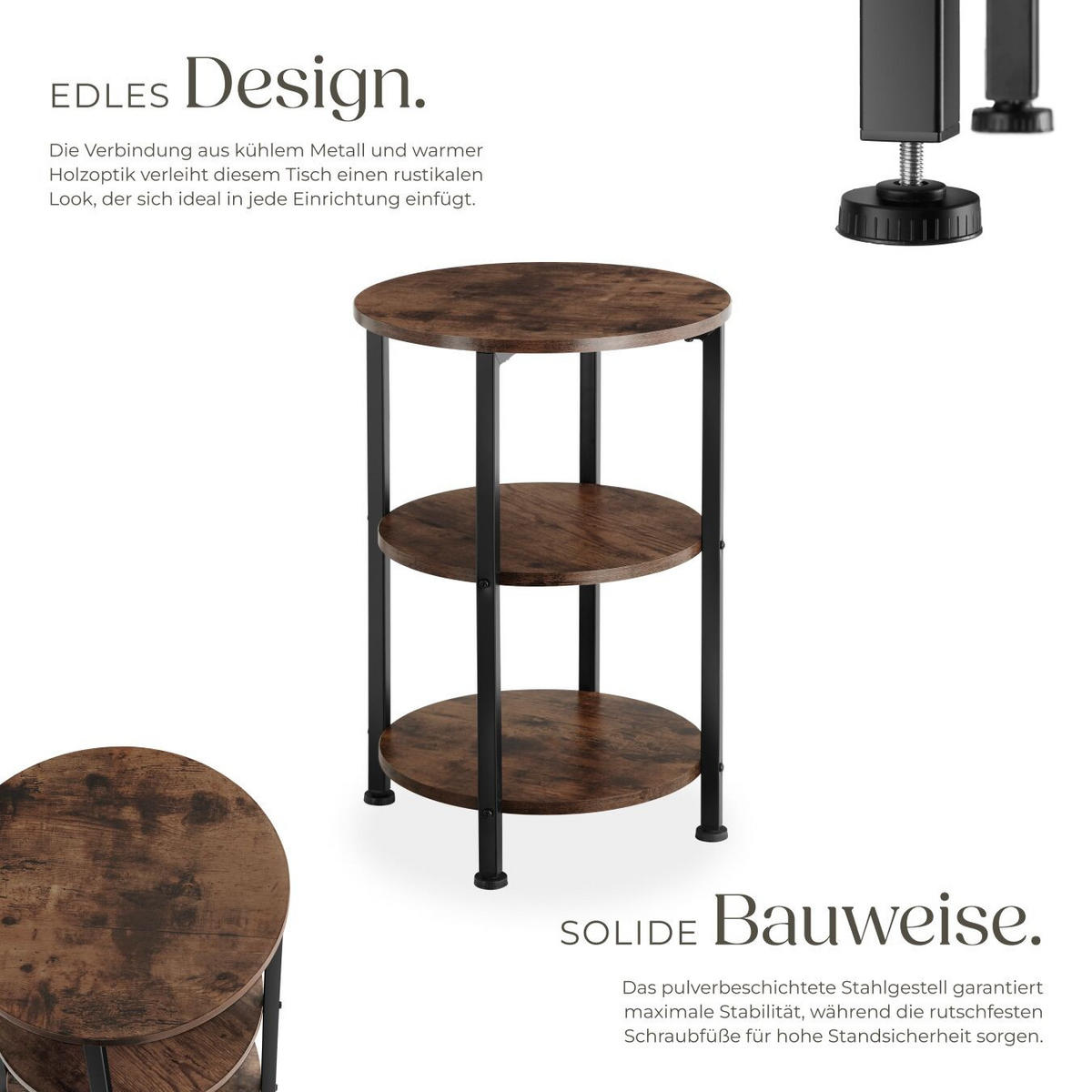 BEISTELLTISCH Colchester,40 x 61 cm,Industrial Holz dunkel, rustikal - Rostfarben, Holz (40/40/61cm) - tectake