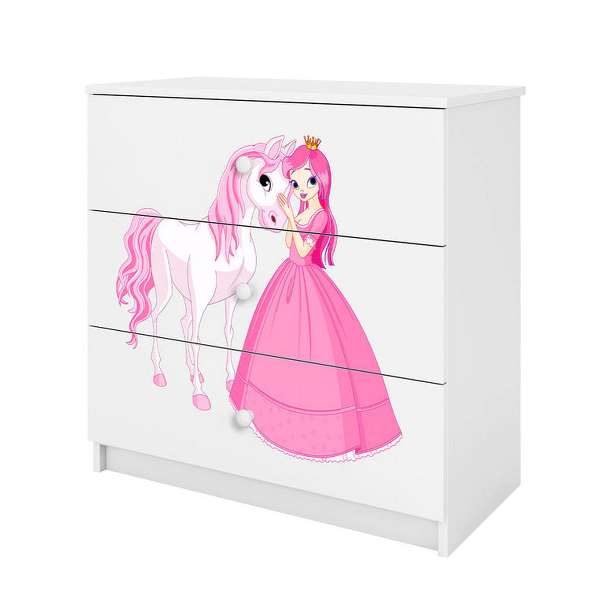 BYRÅ Babydreams Prinsessan Häst 81/81/41 - Vit, Träbaserade material (81/80/41cm) - Petits-meubles