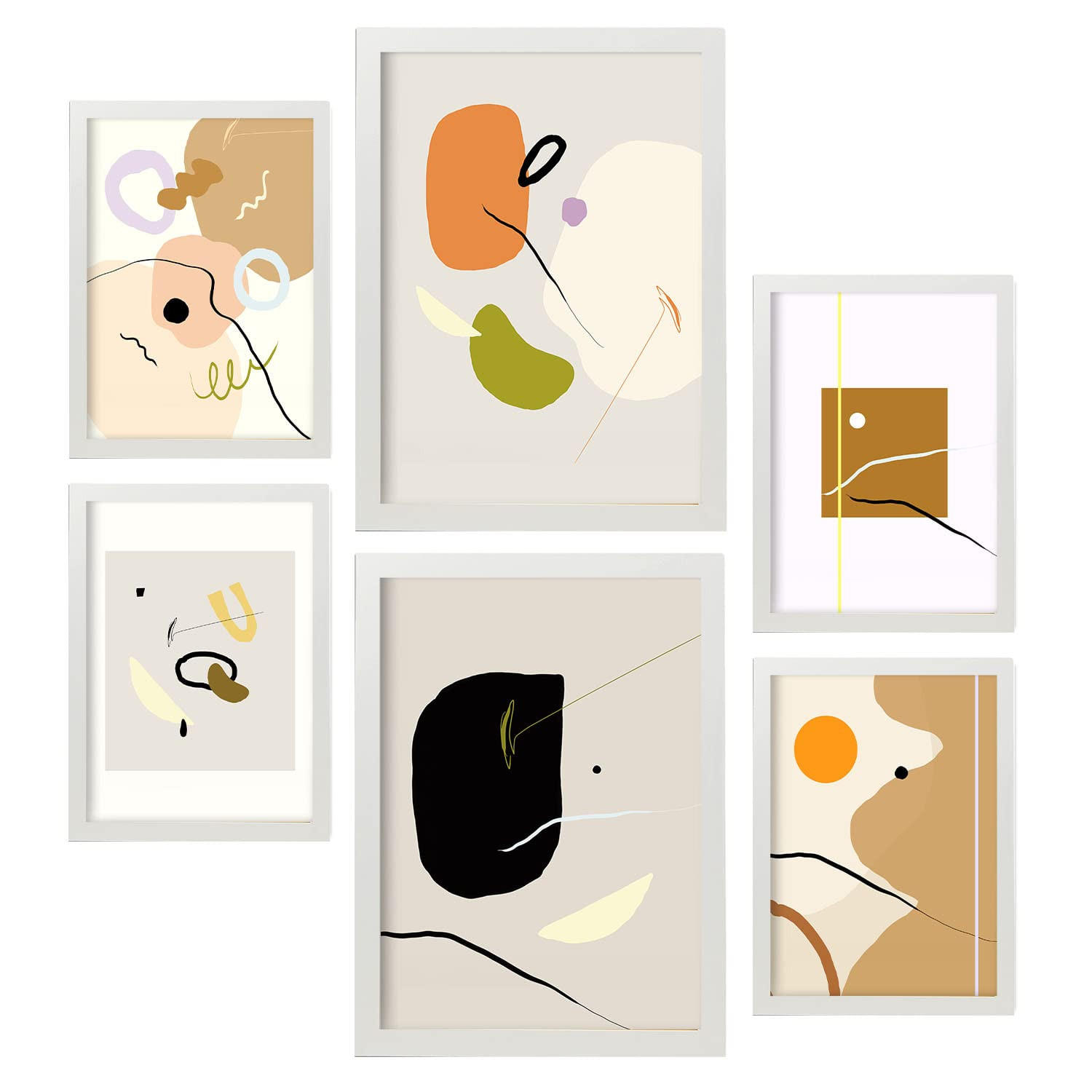 POSTER Set Mit 6 Minimalismus Sammlung A3 & A4 Weißer Rahmen - Weiß, Papier (29/3cm) - Nacnic