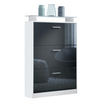SCHUHSCHRANK Lavia Front in Schwarz Hochglanz - Schwarz Hochglanz, Holzwerkstoff (89/128/23cm) - Vladon