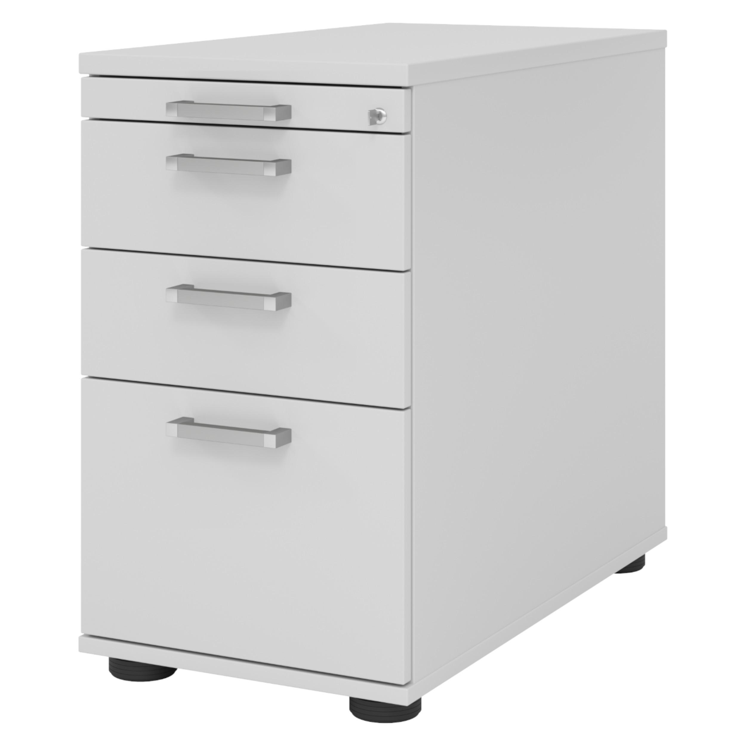 STANDCONTAINER - mit Hängeregistratur 80/42,8/72 cm in Grau Chromgriff (Metall) - Grau, Holzwerkstoff (42.8/72/80cm) - bümö