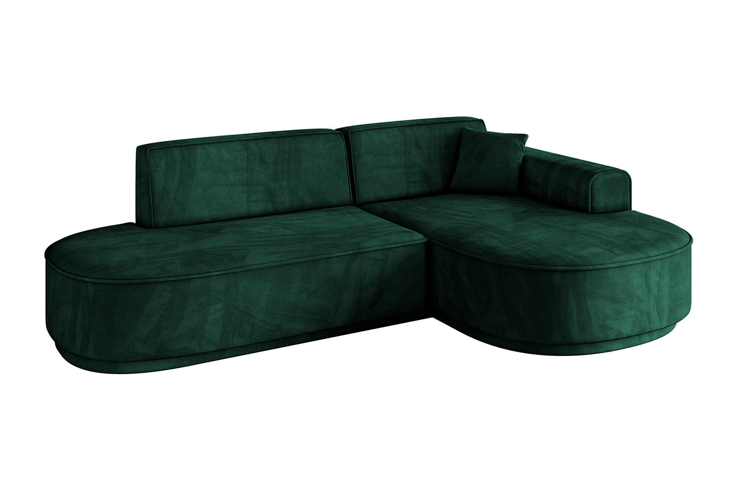 ECKSOFA Ottomane Rechts MARI-L1-v3 - 232x163x81 cm Grün Velours - Schwarz/Grün, Holzwerkstoff/Kunststoff (232/163cm) - ALTDECOR