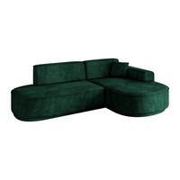 ECKSOFA Ottomane Rechts MARI-L1-v3 - 232x163x81 cm Grün Velours - Schwarz/Grün, Holzwerkstoff/Kunststoff (232/163cm) - ALTDECOR
