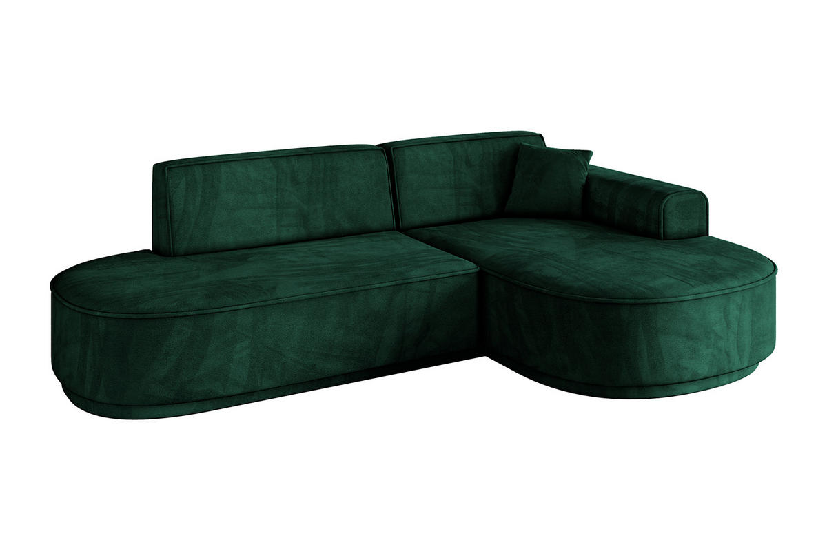 ECKSOFA Ottomane Rechts MARI-L1-v3 - 232x163x81 cm Grün Velours - Schwarz/Grün, Holzwerkstoff/Kunststoff (232/163cm) - ALTDECOR