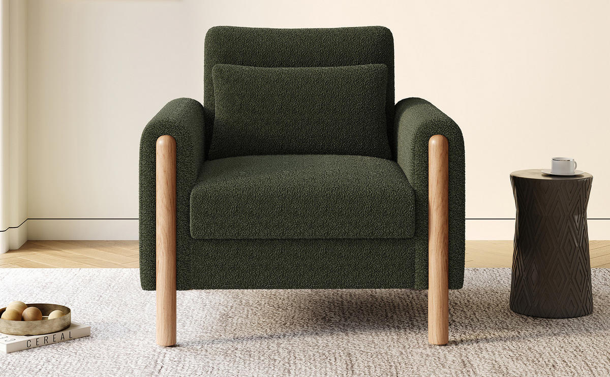 LOUNGESESSEL Teddy abnehmbares Sitzkissen 87/83/88,5 cm Grün - Grün, Textil (83/88.5/87cm) - Redom