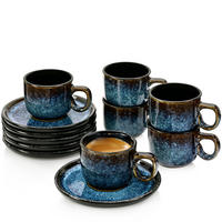 ESPRESSOTASSEN SET OSAKA - 12 teilig aus Steinugt - Blau, Stein (0.08L) - Sänger