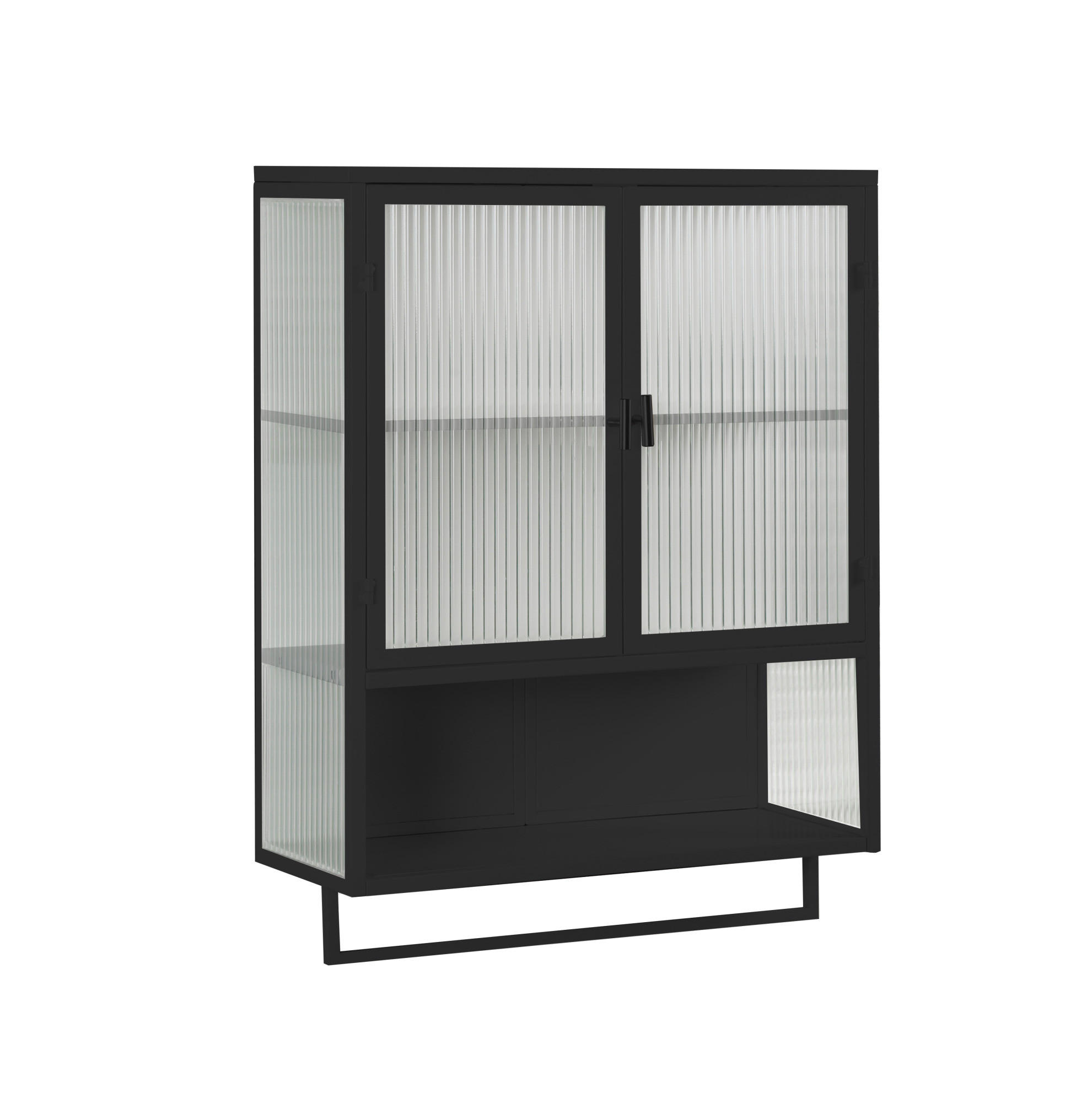 KÜCHENOBERSCHRANK 60/23/78 cm aus Glas und Metall mit Glastüren und Handtuchhalter Schwarz - Schwarz, Holzwerkstoff (60/78/23cm) - Modenvie