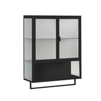 KÜCHENOBERSCHRANK 60/23/78 cm aus Glas und Metall mit Glastüren und Handtuchhalter Schwarz - Schwarz, Holzwerkstoff (60/78/23cm) - Modenvie