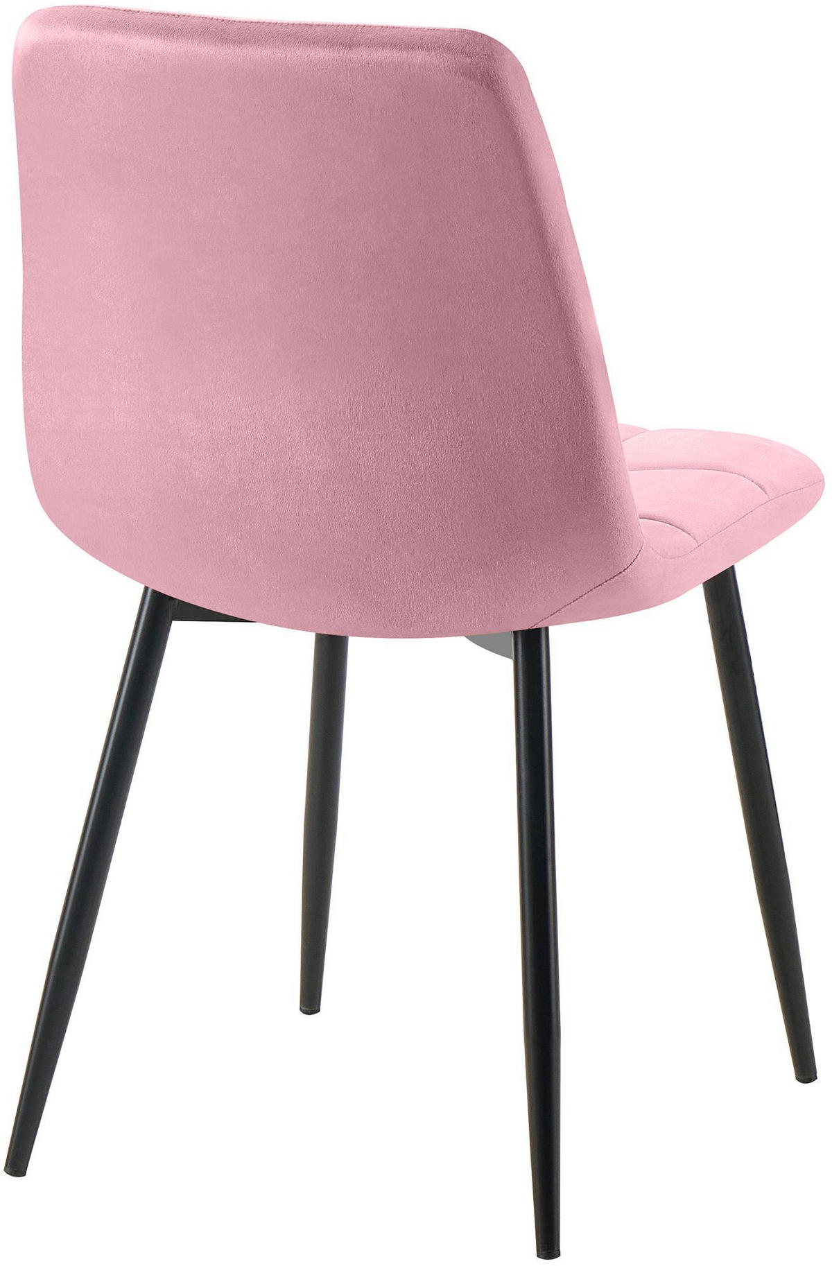 STUHL 4er Set Samt Rosa - Schwarz/Rosa, Textil/Metall (45/84/55cm) - CLP