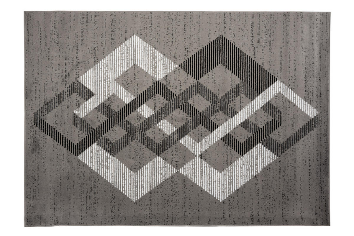 TEPPICH LUXURY Grau Rauten Geometrisch 140/200 cm - Grau, Textil (140/200cm) - Tapiso
