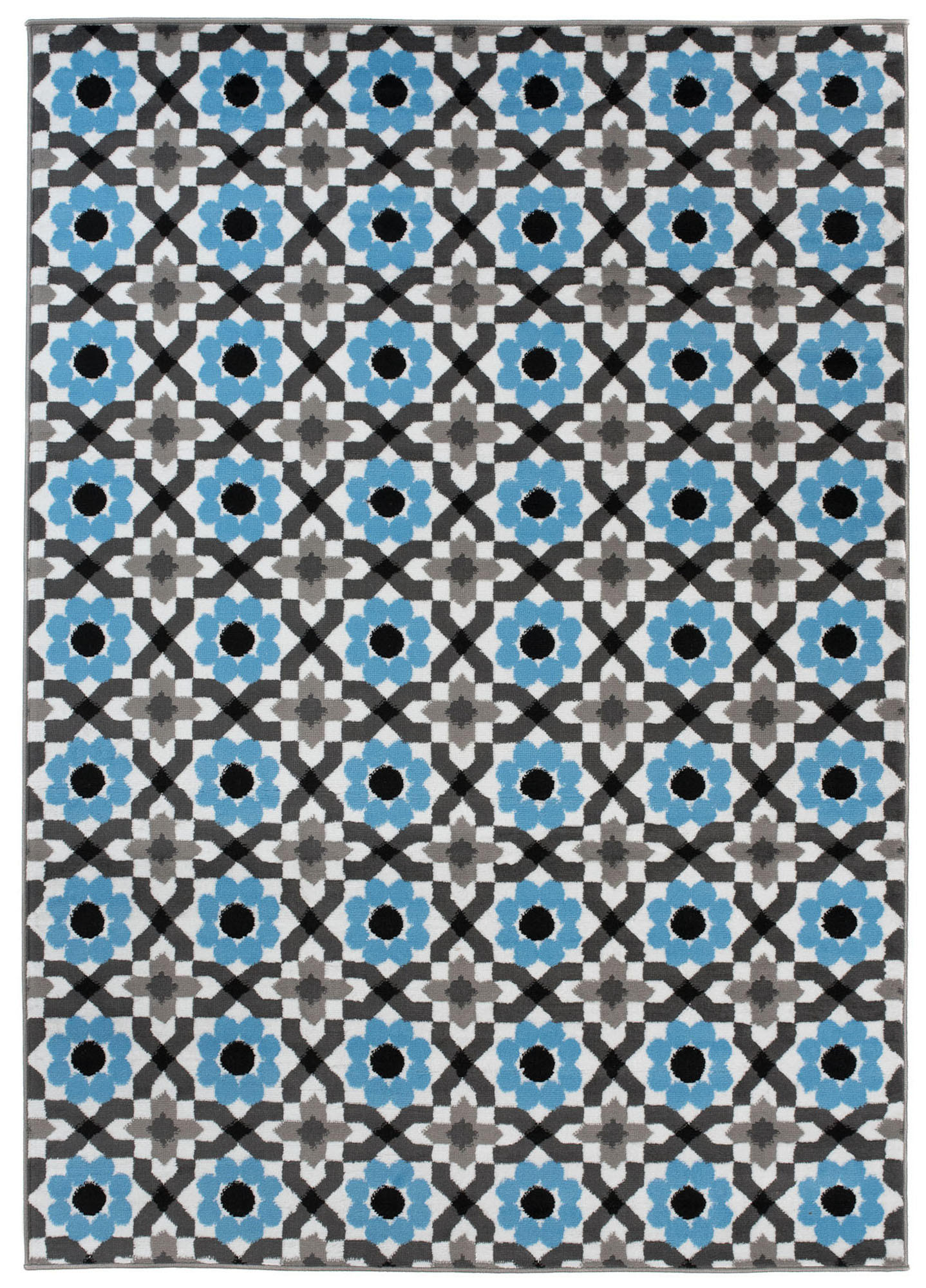 TEPPICH MAYA Blau Floral Mosaik Geometrisch 300/400 cm - Blau, Textil (300/400cm) - Tapiso