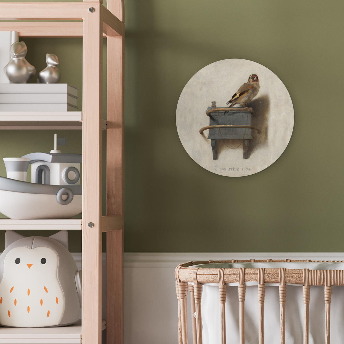 NÁSTĚNNÝ OBRAZ Zlatohlávek - Starý mistr - Carel Fabritius 30x30 cm - šedá, plast (30/30cm) - MuchoWow