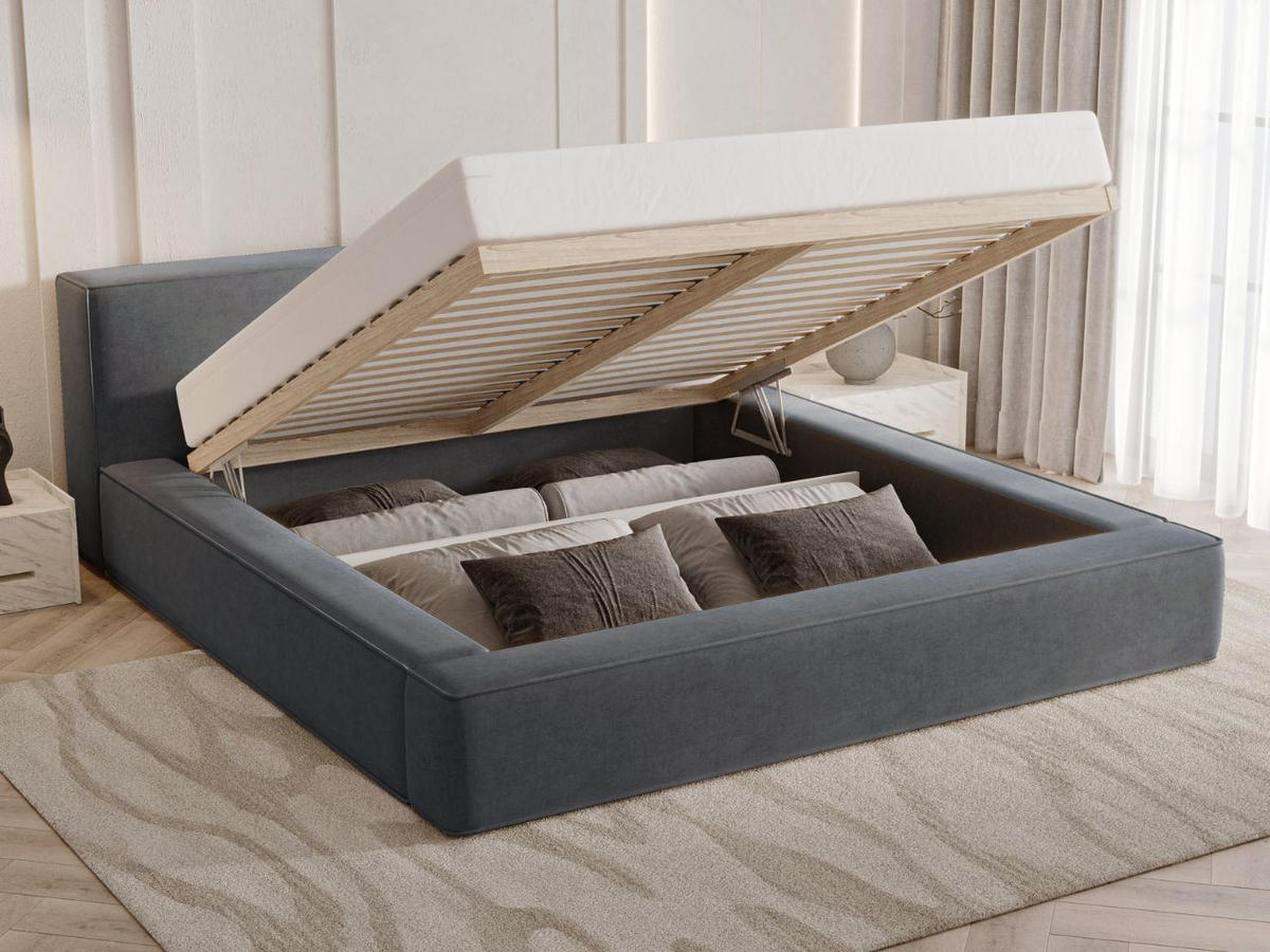 POLSTERBETT Mali 160x200 Dunkelgrau - Dunkelgrau, Textil (160/200cm) - Graingold