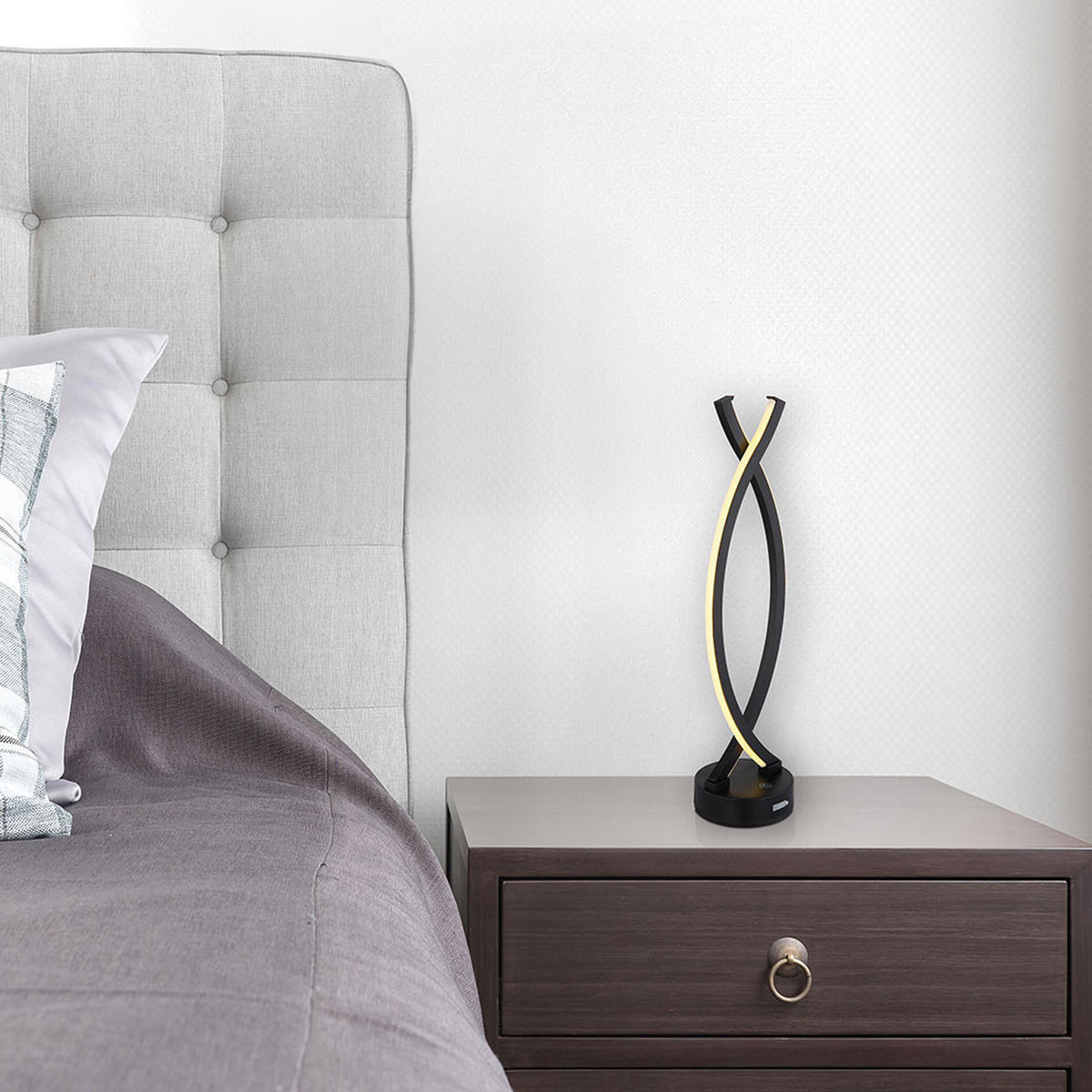 LED TISCHLEUCHTE HELA Schwarz - Schwarz, Kunststoff (12.5/10/41cm) - Globo Lighting