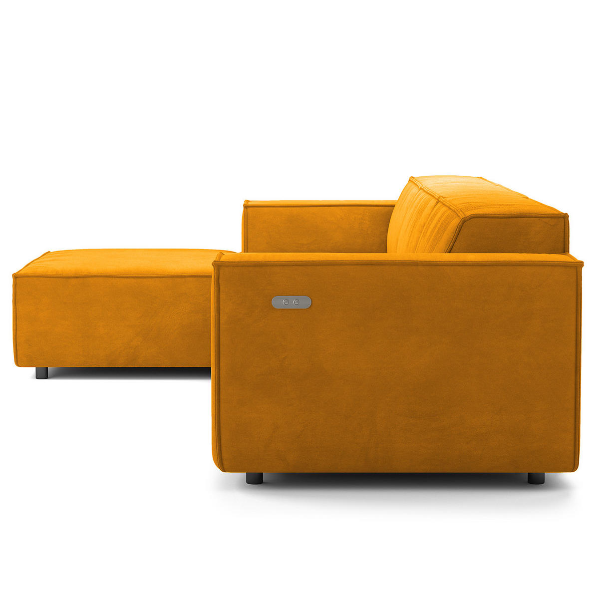 ECKSOFA mit Longchair - Gelb/Schwarz, Kunststoff/Textil (294/177cm) - home24