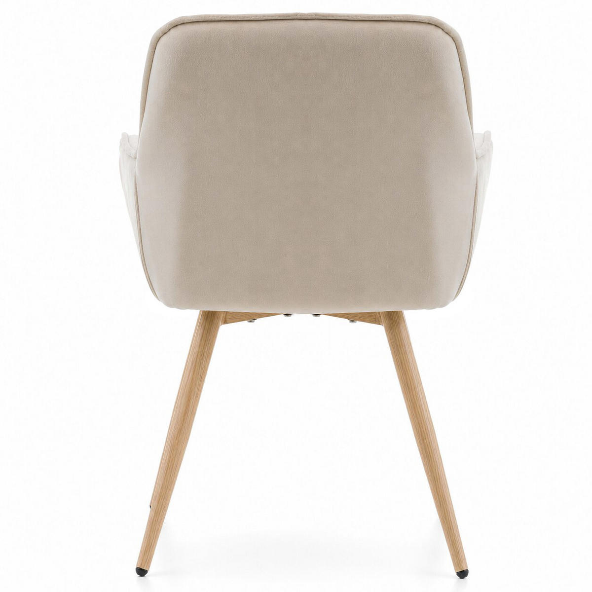 STUHL SIENA gepolstert mit Steppung - beige, Beine in Holzoptik - Samt Velours - Ecru/Eichefarben, Textil/Metall (58/87/61cm) - NEW HOME