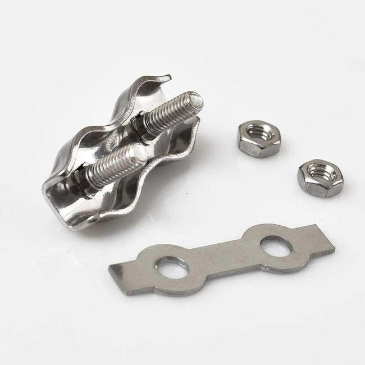 KABELKLEMMEN - M2 - Silber, 12 Stück (für Stahlseile mit Durchmessern von 1 mm bis 1,5 mm) - Silberfarben, Metall (3/0.8/1cm) - DCA