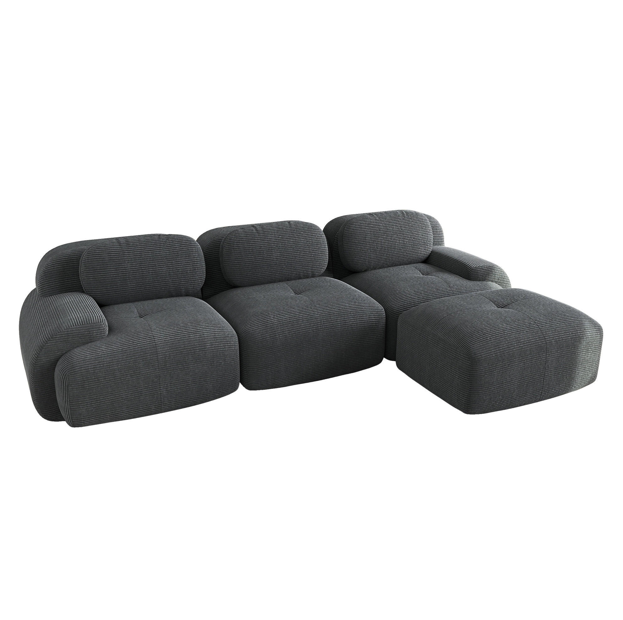 ECKSOFA 298/178/70 cm in Grau aus Cordstoff, modular und montagefrei - Grau, Textil (178/298cm) - Flora Grace