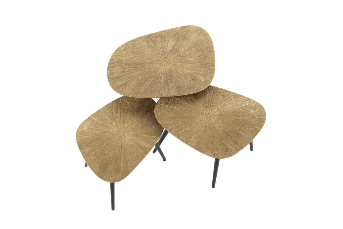 COUCHTISCH-SET TIBALI Bronze Metall - Schwarz/Bronzefarben, Metall (62/51/43cm) - KAWOLA