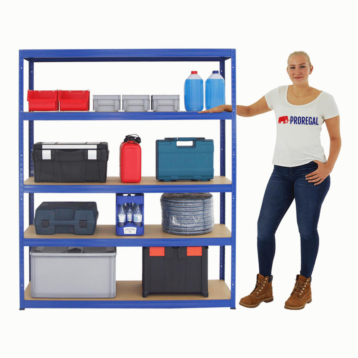 SCHWERLASTREGAL Giant Elephant 2er-Set mit 2x 180x150x45 cm Fachlast 200 kg Blau - Blau, Metall (300/180/45cm) - PROREGAL
